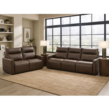 Modz Power Sectional Reclining Living Room Set In Chocolate