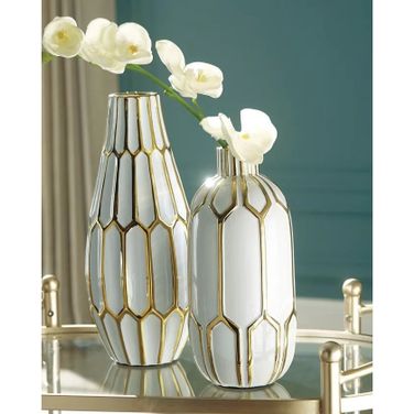 Mohsen Gold and White Vase Set of 2