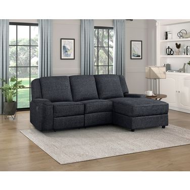 Monterey 2-Piece Reclining Sectional with Right Chaise In Black