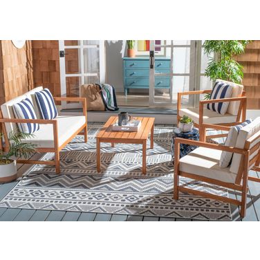 Montez 4 Piece Outdoor Set with Accent Pillows in Beige