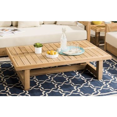 Montford Teak and Beige Outdoor Occasional Table Set