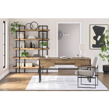 Montia 67 Inch Home Office Desk Set In Light Brown