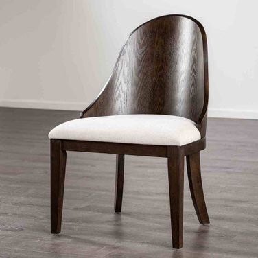 Morden Side Chair Set of 2 In Dark Walnut and Off White