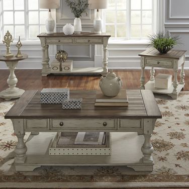 Morgan Creek Antique White Occasional Table Set