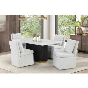 Morges Rect Dining Marble Table In Black and White