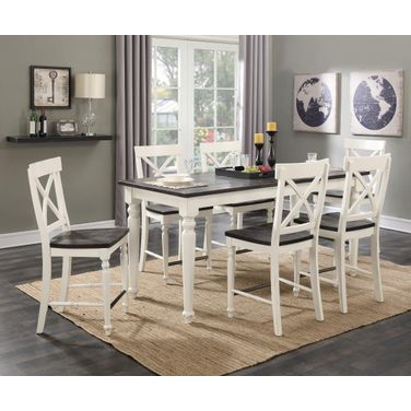 Mountain Retreat Gathering Height Butterfly Leaf Dining Room Set In Dark Mocha And Antique White