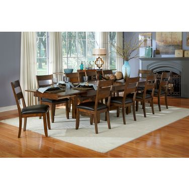 Mariposa 132" Rustic Whiskey Extendable Trestle Dining Room Set