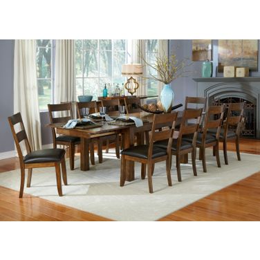 Mariposa Rustic Whiskey 100" Extendable Height Leg Dining Room Set