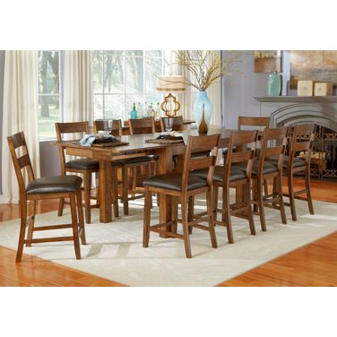 Mariposa 100" Rustic Whiskey Extendable Counter Height Leg Dining Room Set