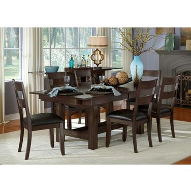 Mariposa Warm Gray 132" Extendable Rectangular Trestle Dining Room Set