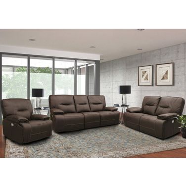 Spartacus Chocolate Dual Power Reclining Living Room Set with Power Headrest