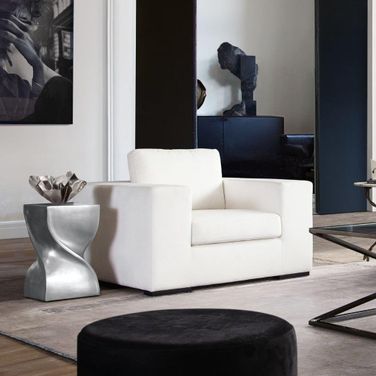 Muse Accent Chair In Mist White Performance Fabric