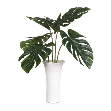 Muse Monstera Vase Centerpiece In Green and White
