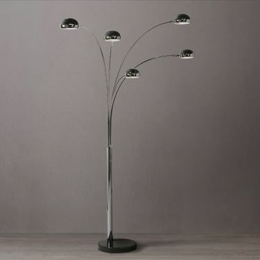 Mushroom 5 Light Arc Floor Lamp In Black Nickel