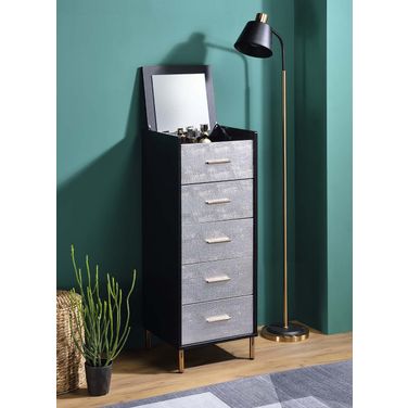 Myles Jewelry Armoire In Silver and Gold