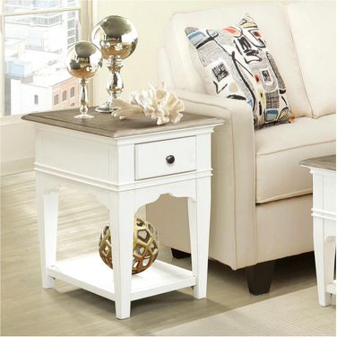 Myra Natural And Paperwhite Chairside Table