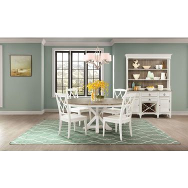 Myra Natural And Paperwhite Round Extendable Dining Room Set