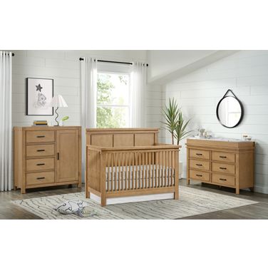 Mystic Convertible Kids Bedroom Set In Honey Wood