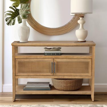 Naomi 2 Door Storage Console Table In Honey
