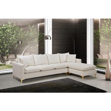 Naomi 2-Piece Velvet Reversible Sectional In Cream