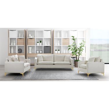 Naomi Living Room Set In Cream Velvet