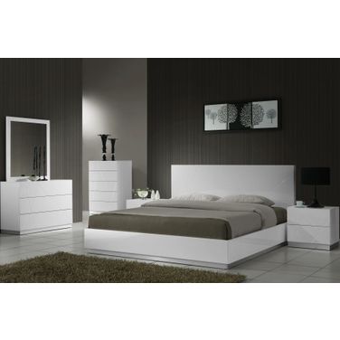 Naples White Lacquer Platform Bedroom Set