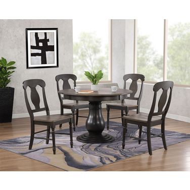 Napoleon Back 5-Piece Bella Dining Set In Grey Stone and Black Stone