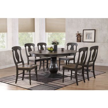 Napoleon Back 7-Piece Bella Dining Set In Grey Stone and Black Stone