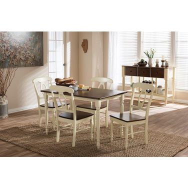 Napoleon French Country Cottage Buttermilk And Cherry Brown Finishing Wood 5-Piece Dining Set