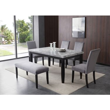 Napoli 6-Piece 64-Inch Marble Dining Set In Gray