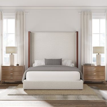 Nativa Interiors Irenne Plain Upholstered High 87 Inch King Off White Bed