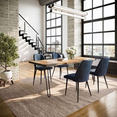 Nature'S Edge 5 Piece Dining Room Set In Natural and Blueberry