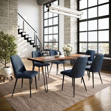 Nature'S Edge 7 Piece Dining Room Set In Chestnut and Blueberry