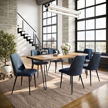 Nature'S Edge 7 Piece Dining Room Set In Natural and Blueberry
