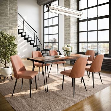 Nature'S Edge 7 Piece Dining Room Set In Chestnut and Light Brown
