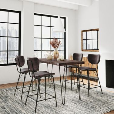 Nature'S Edge 5 Piece Counter Height Dining Set with Barstools In Slate and Dark Brown