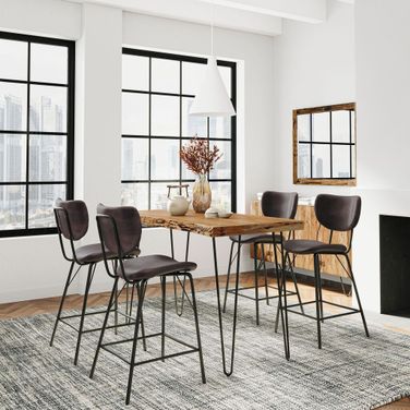 Nature'S Edge 5 Piece Counter Height Dining Set with Barstools In Natural and Dark Brown