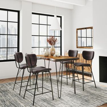Nature'S Edge 5 Piece Counter Height Dining Set with Barstools In Chestnut and Dark Brown