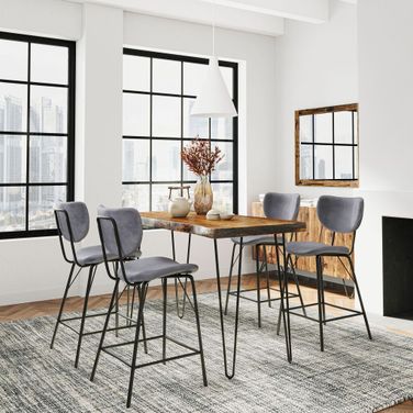 Nature'S Edge 5 Piece Counter Height Dining Set with Barstools In Chestnut and Grey