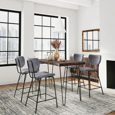 Nature'S Edge 5 Piece Counter Height Dining Set with Barstools In Grey and Slate
