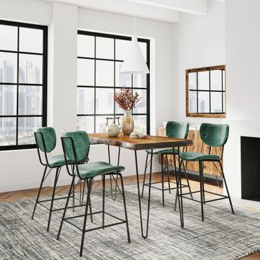 Nature'S Edge 5 Piece Counter Height Dining Set with Barstools In Chestnut and Jade
