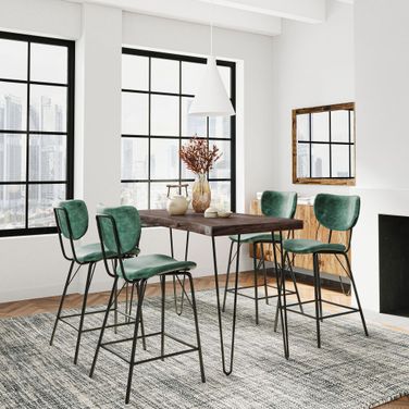 Nature'S Edge 5 Piece Counter Height Dining Set with Barstools In Slate and Jade