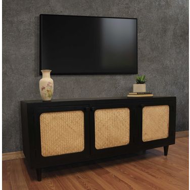 Navice 3 Door Plasma Stand In Natural and Black