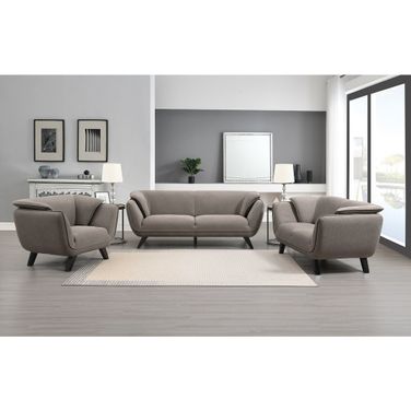 Nayeli Living Room Set In Linen And Brown