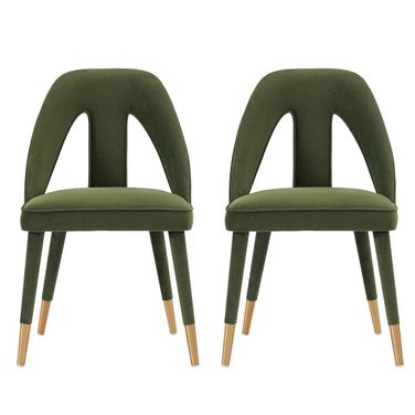Neda Dining Chair Set of 2 In Olive Green