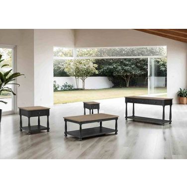Neue Mills Rectangular Occasional Table Set In Weathered Black and Brown