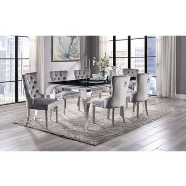 Neuveville Black And Chrome Dining Room Set