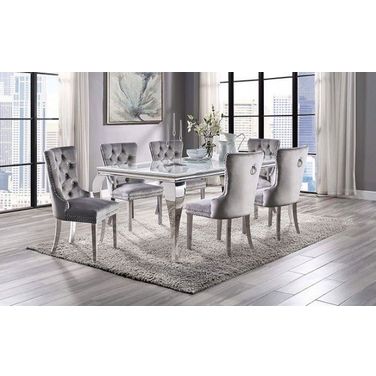 Neuveville White And Chrome Dining Room Set