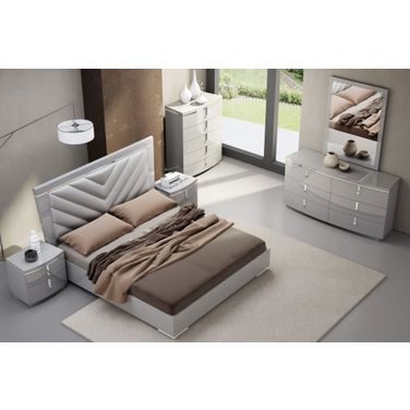 New York Gray Upholstered Platform Bedroom Set