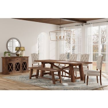 Newberry Rectangular Dining Room Set In Medium Brown